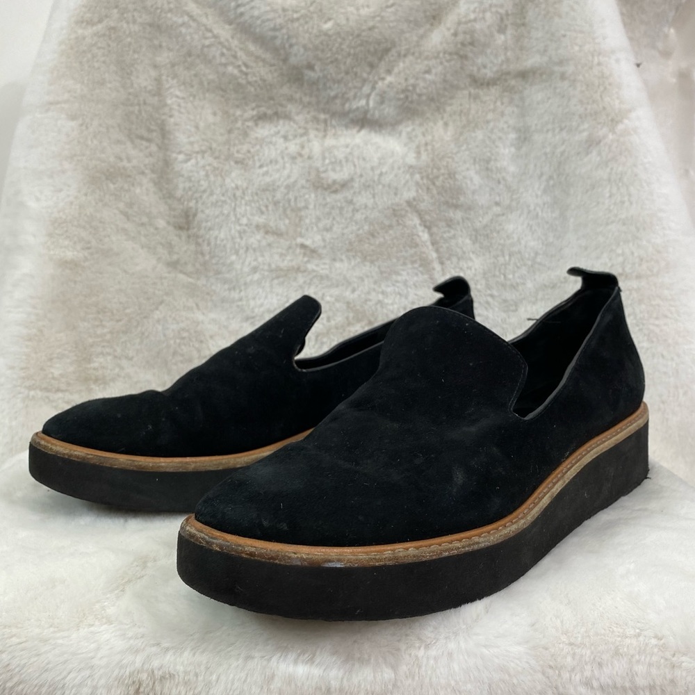 Vince Black Luxury Sanders Suede Slip-on Platform Lightweight Padded Flats 7M